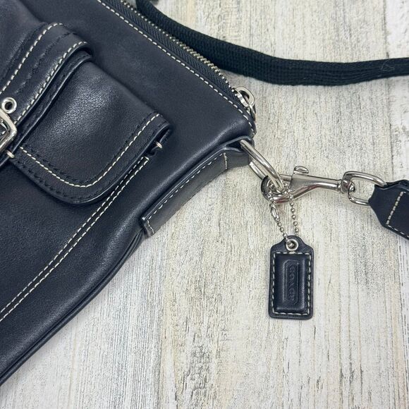 Coach Hamilton Luxury Designer Leather Swing Pack Black w/Silver Runway Vintage - Picture 4 of 9